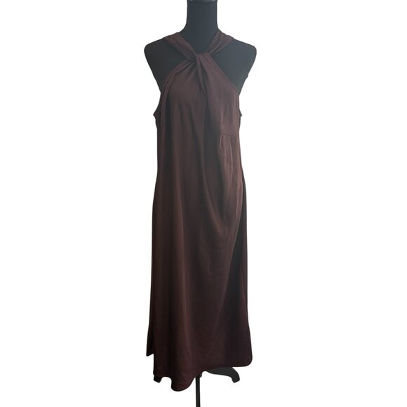 A New Day Halter Slip Dress Brown XXL Classy Goddess Resort Beach Chic - Picture 2 of 9